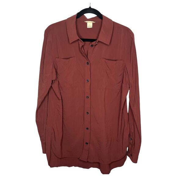 Duluth Trading Co. Women's Flexcellence Long Shirt Maroon 89809 Large - Picture 1 of 5